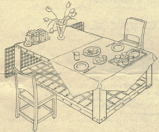 Использование убежища Моррисона в качестве стола.