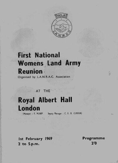 Программа первого сбора ветеранов Женской сельскохозяйственной армии, 1 февраля 1969 г.