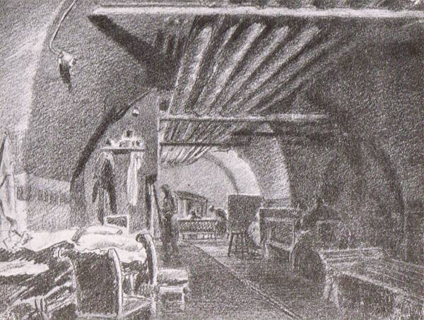 Бомбоубежище № 7 - под итальянскими залами. Рисунок А.С.Никольского.