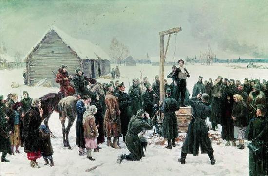 Кукрыниксы. "Таня". Фрагмент картины.