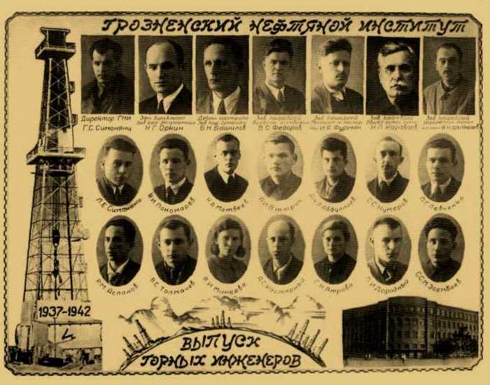 Выпуск горных инженеров. Грозненский нефтяной институт 1937-1942 гг.