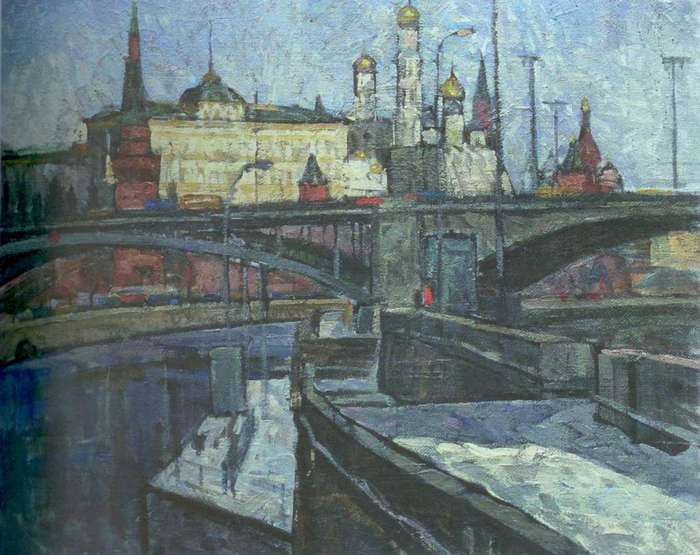 Ю. Рогозин Московский Кремль. 1950-е. Оргалит, масло. 60x80.